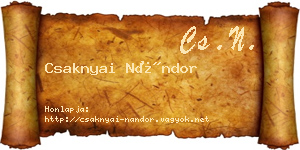 Csaknyai Nándor névjegykártya